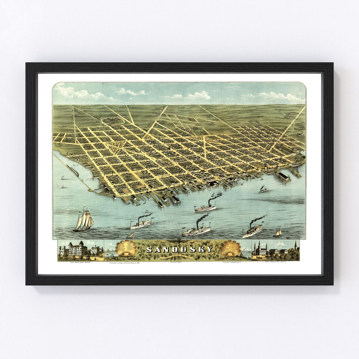 Sandusky Vintage Map 1870