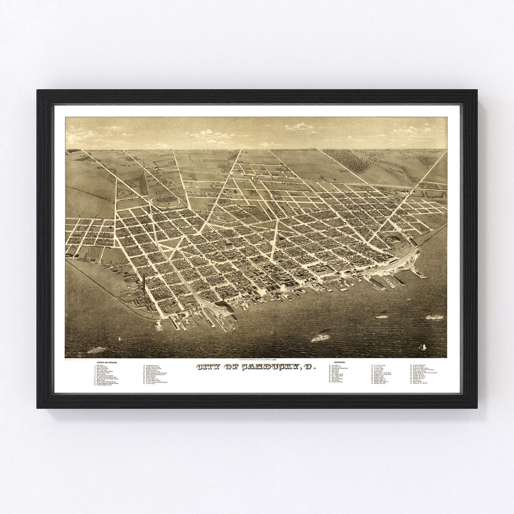 Sandusky Vintage Map 1883