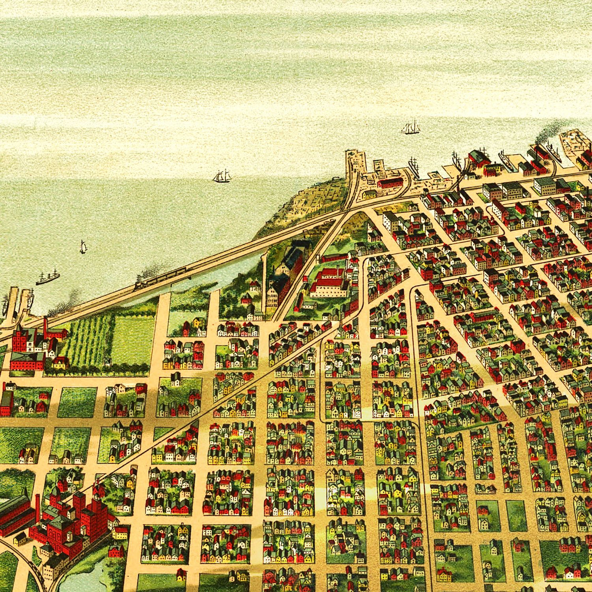 Restored historic details from the 1898 city map of Sandusky, Ohio