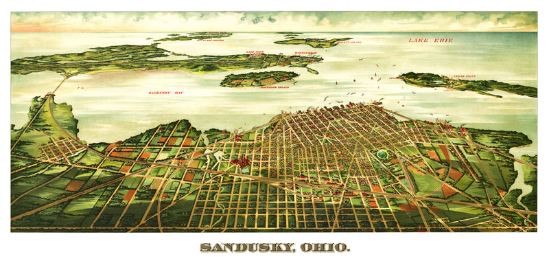 Size comparison using Vintage Map of Sandusky, Ohio 1898