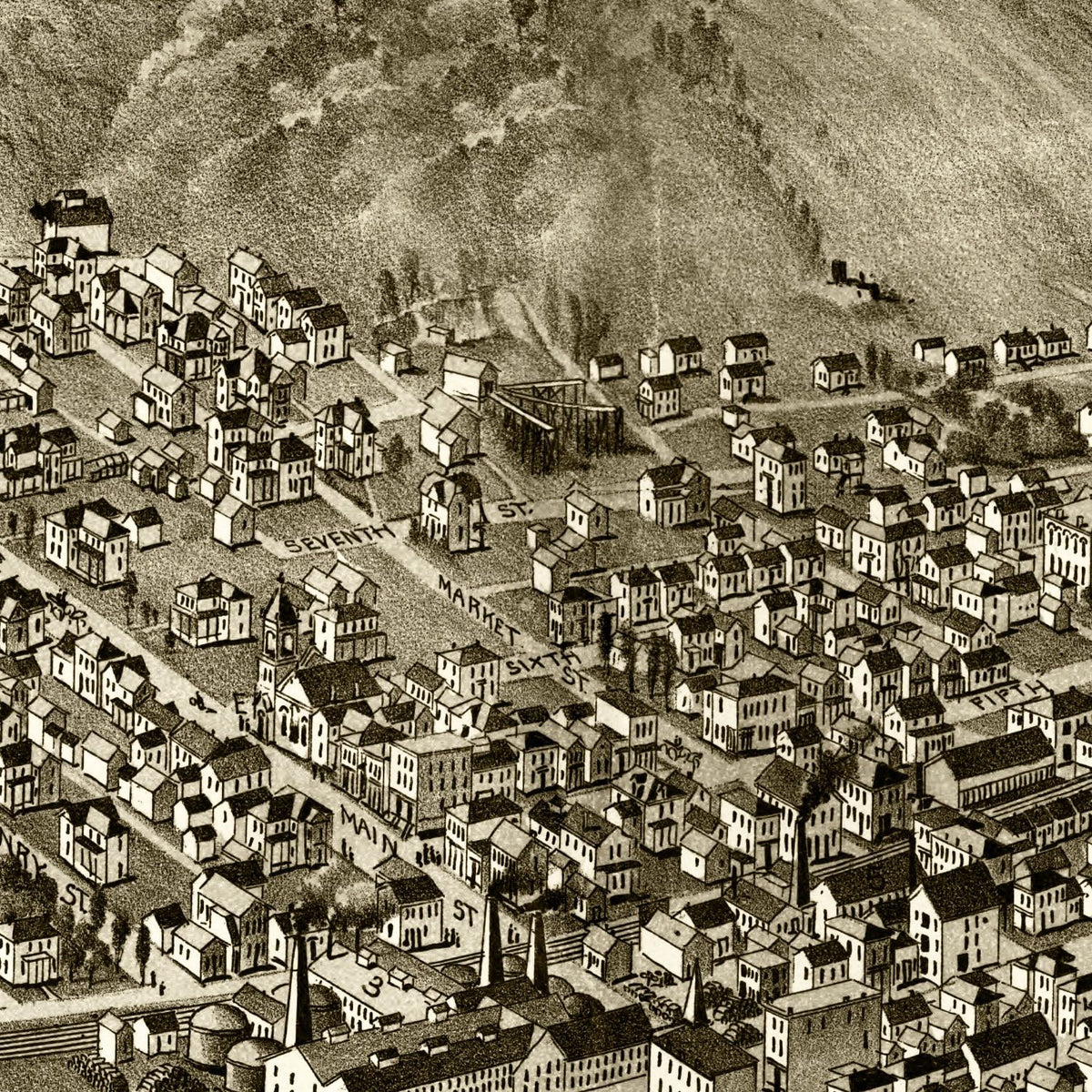 Restored historic details from the 1899 city map of Toronto, Ohio