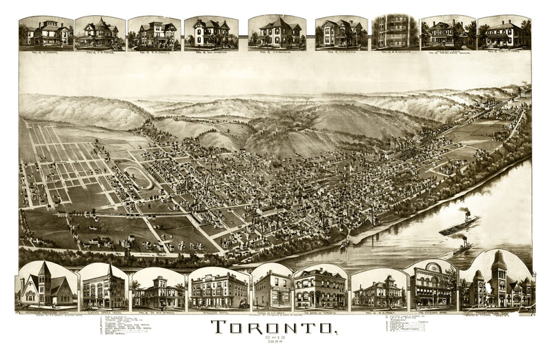 Size comparison using Vintage Map of Toronto, Ohio 1899
