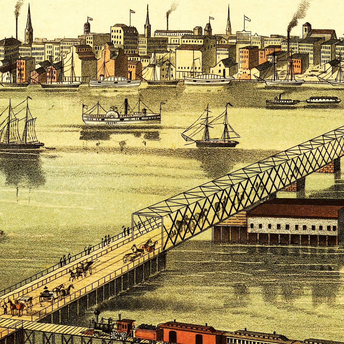 Restored historic details from the 1876 city map of Toledo, Ohio