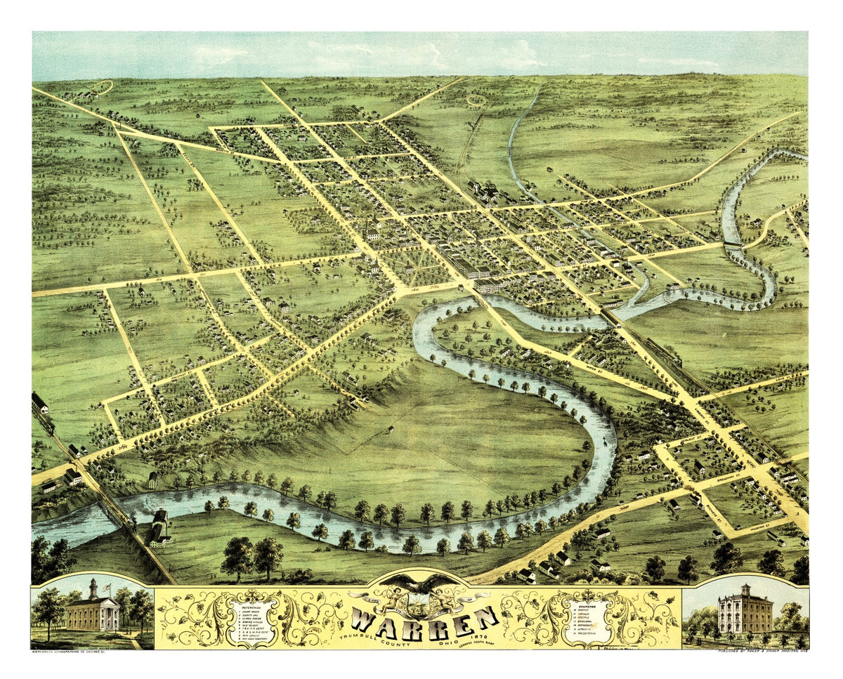Preview of Vintage Map of Warren, Ohio 1870