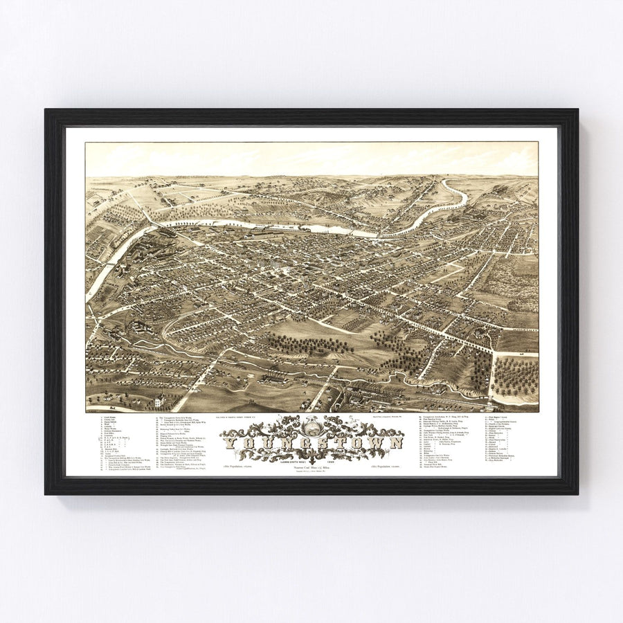 Youngstown Vintage Map 1882