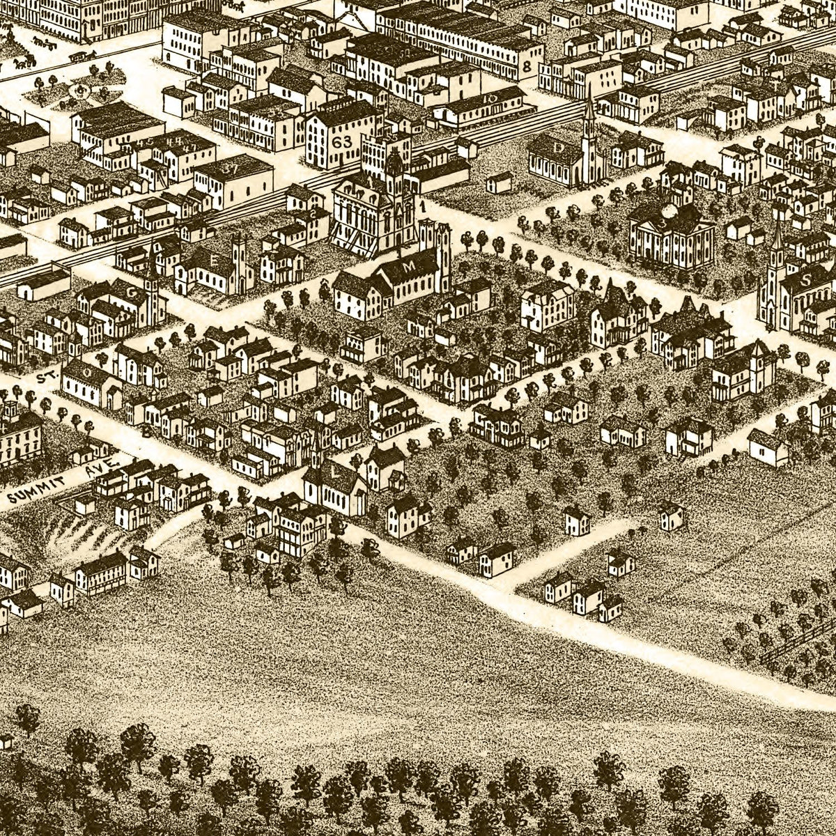 Restored historic details from the 1882 city map of Yougstown, Ohio