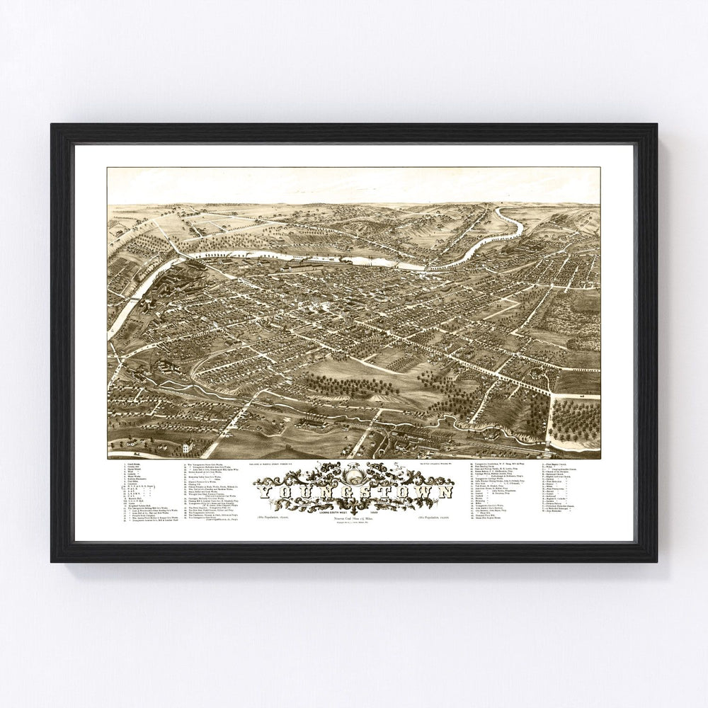 Yougstown Vintage Map 1882