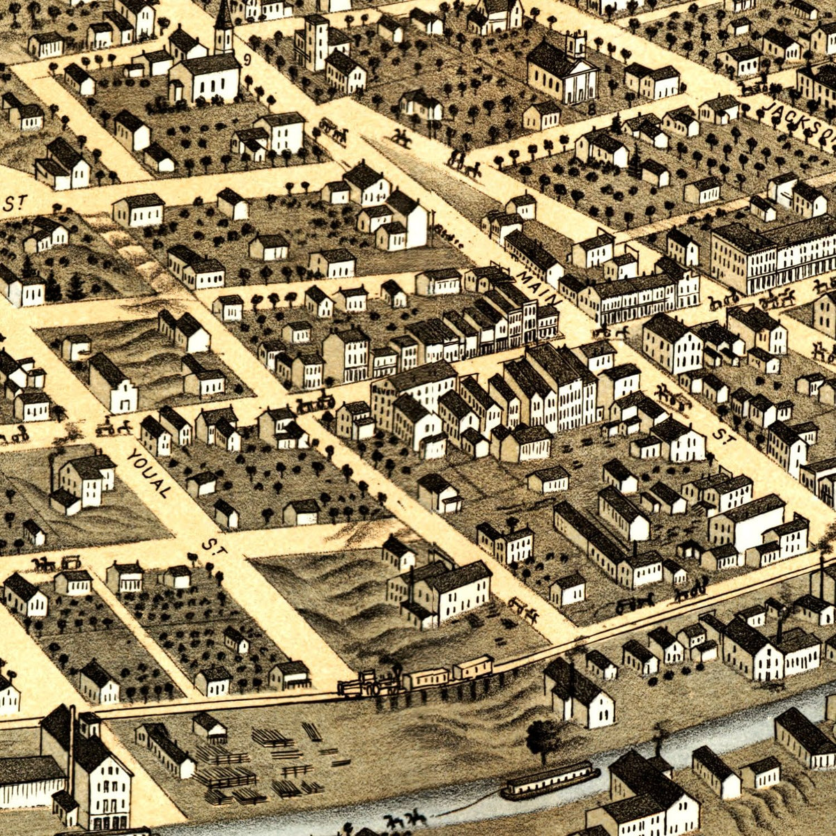 Restored historic details from the 1869 city map of Attica, Indiana
