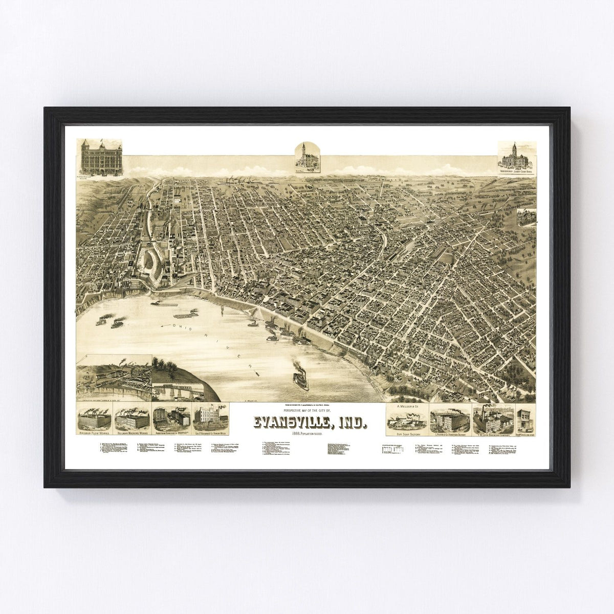 Evansville Vintage Map 1888