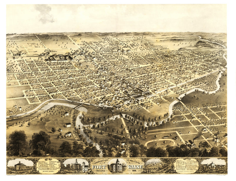 Size comparison using Vintage Map of Fort Wayne, Indiana 1868