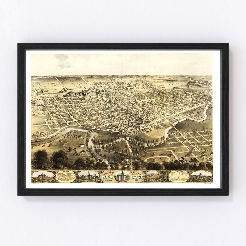 Fort Wayne Vintage Map 1868