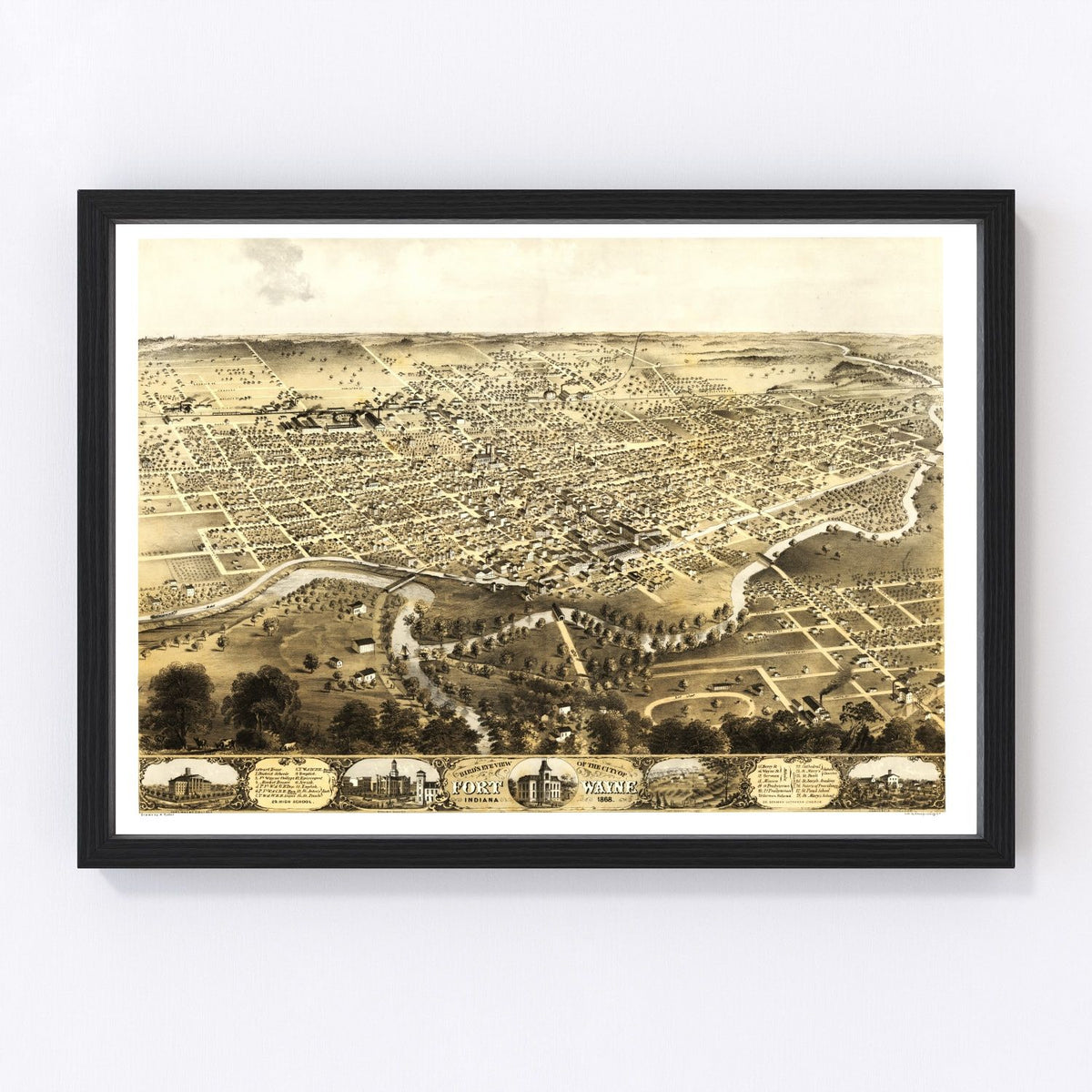 Fort Wayne Vintage Map 1868