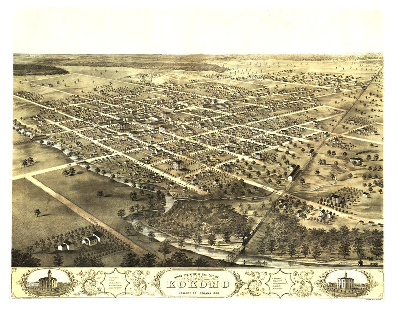 Size comparison using Vintage Map of Kokomo, Indiana 1868
