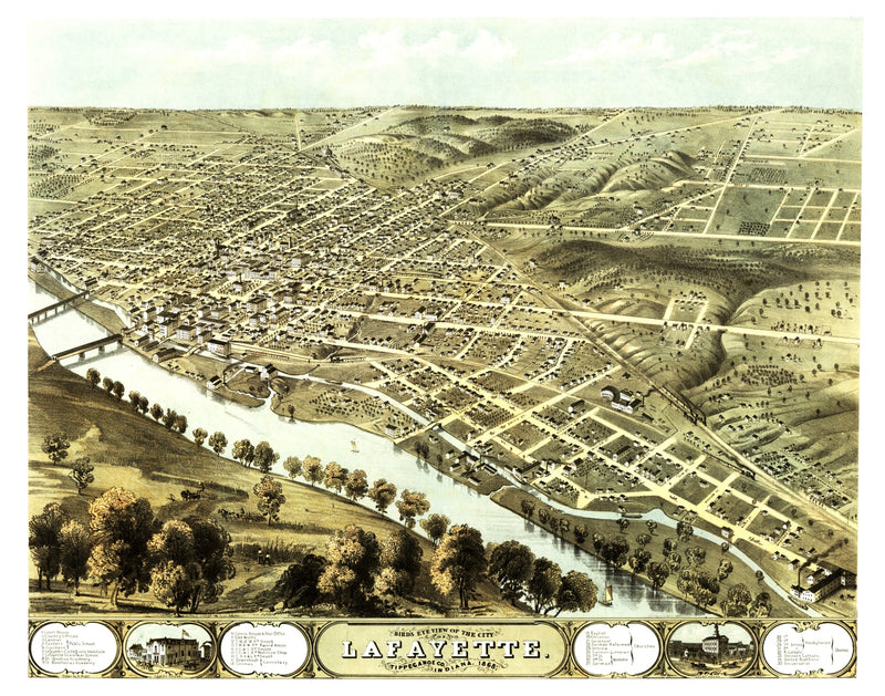 Size comparison using Vintage Map of Lafayette, Indiana 1868