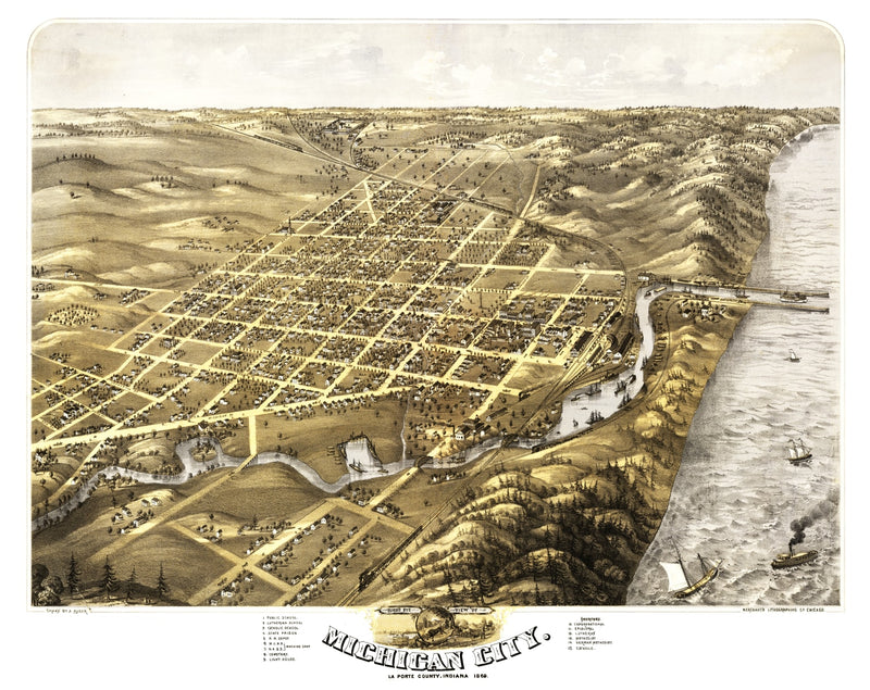 Size comparison using Vintage Map of Michigan City, Indiana 1869