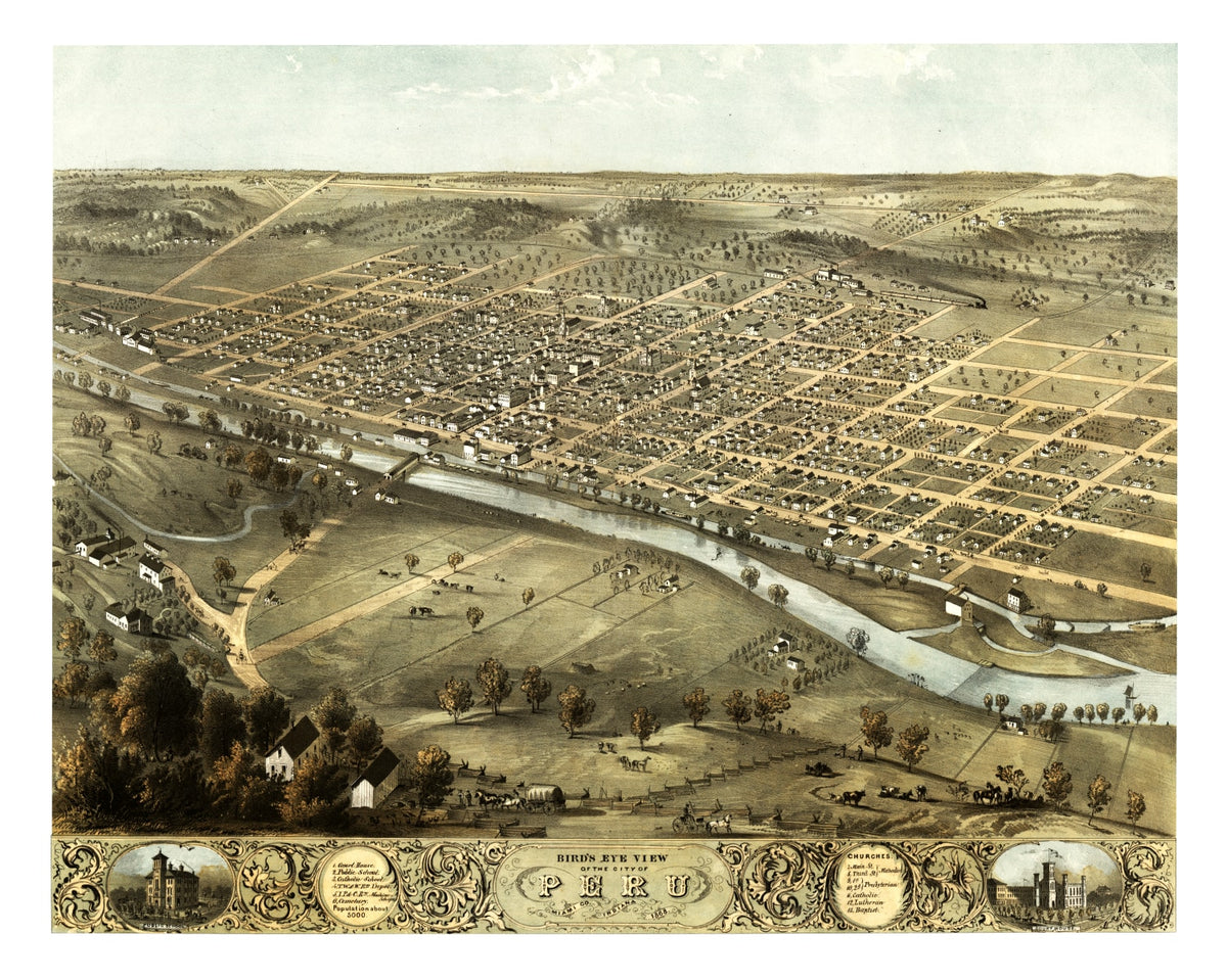 Preview of Vintage Map of Peru, Indiana 1868