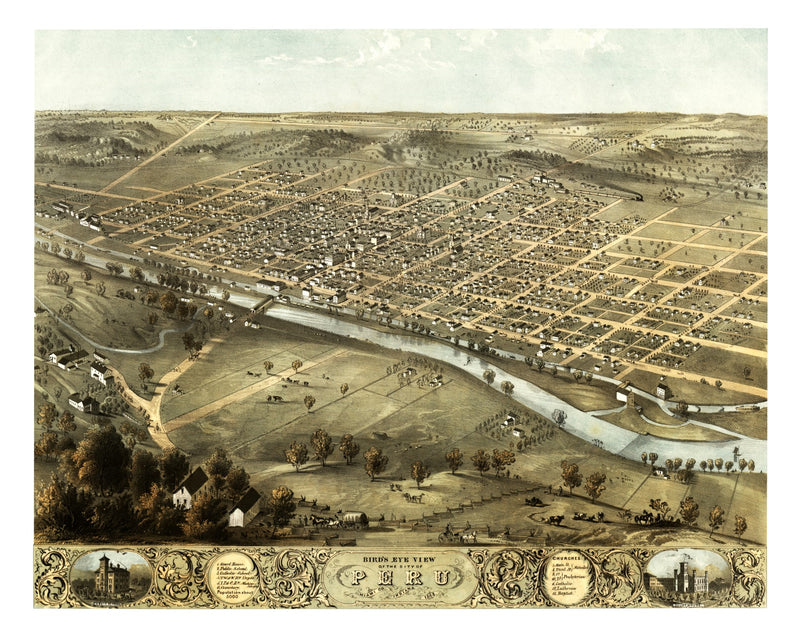 Size comparison using Vintage Map of Peru, Indiana 1868