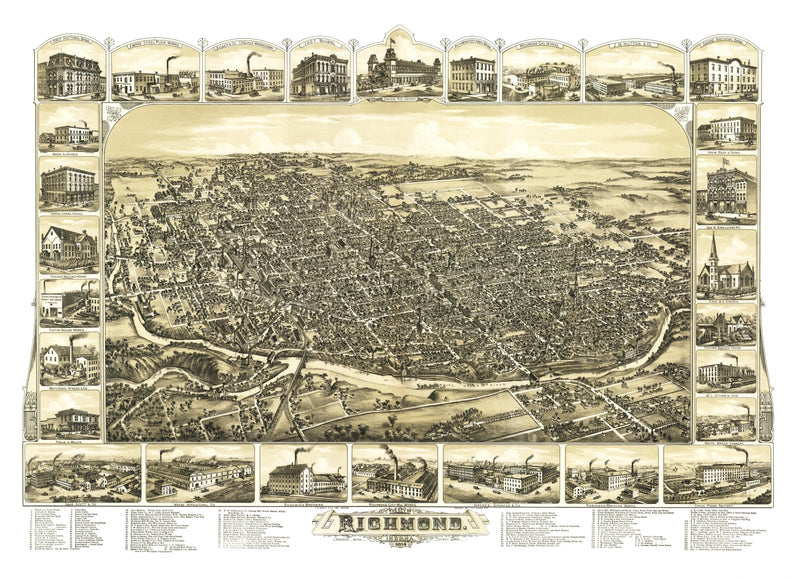 Size comparison using Vintage Map of Richmond, Indiana 1884