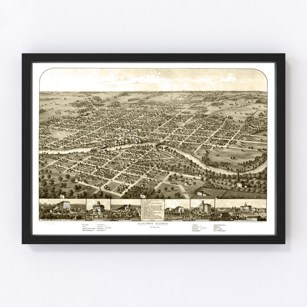 South Bend Vintage Map 1866