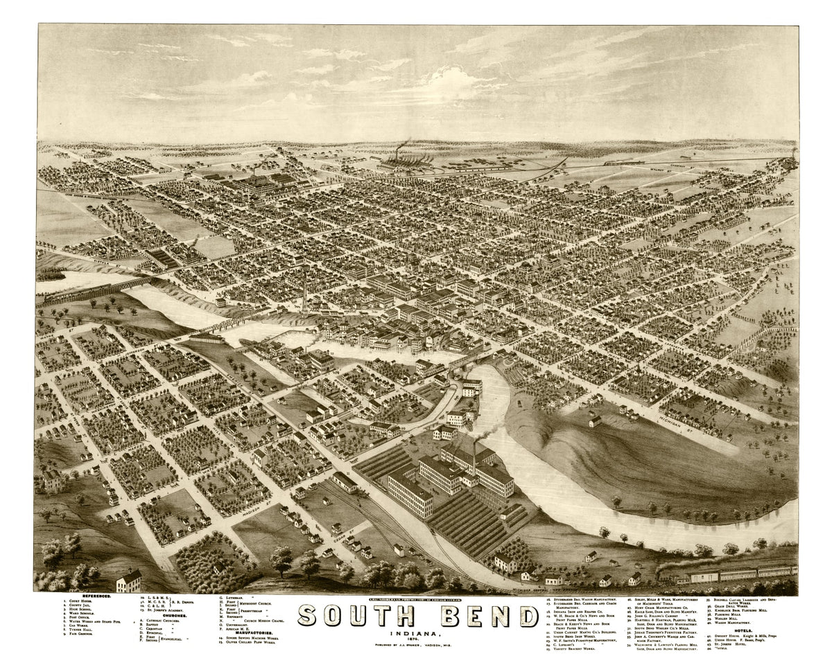 Preview of Vintage Map of South Bend, Indiana 1874