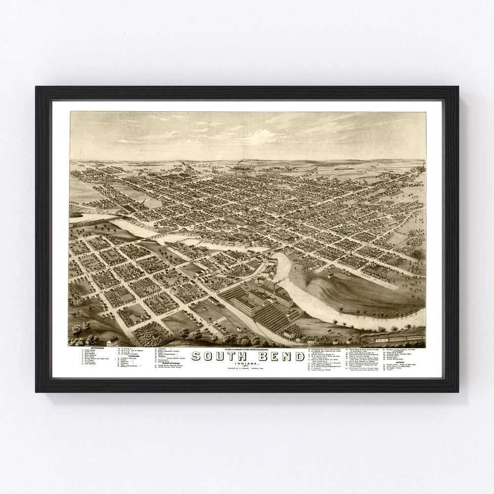 South Bend Vintage Map 1874