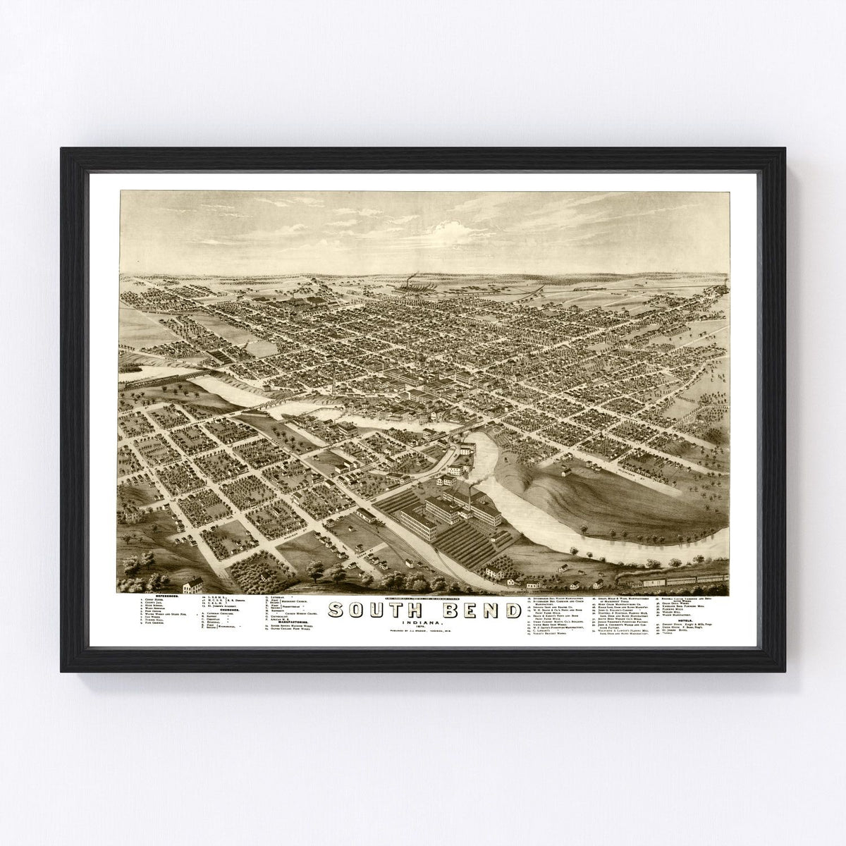 South Bend Vintage Map 1874
