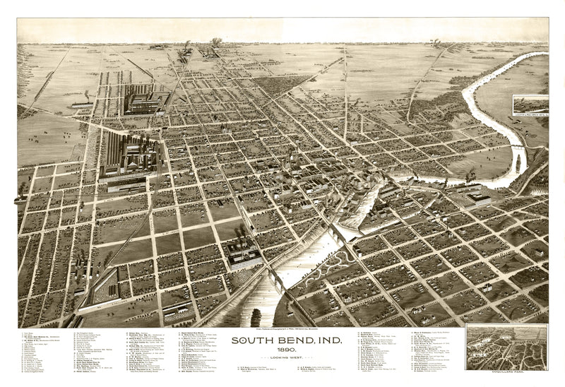 Size comparison using Vintage Map of South Bend, Indiana 1890