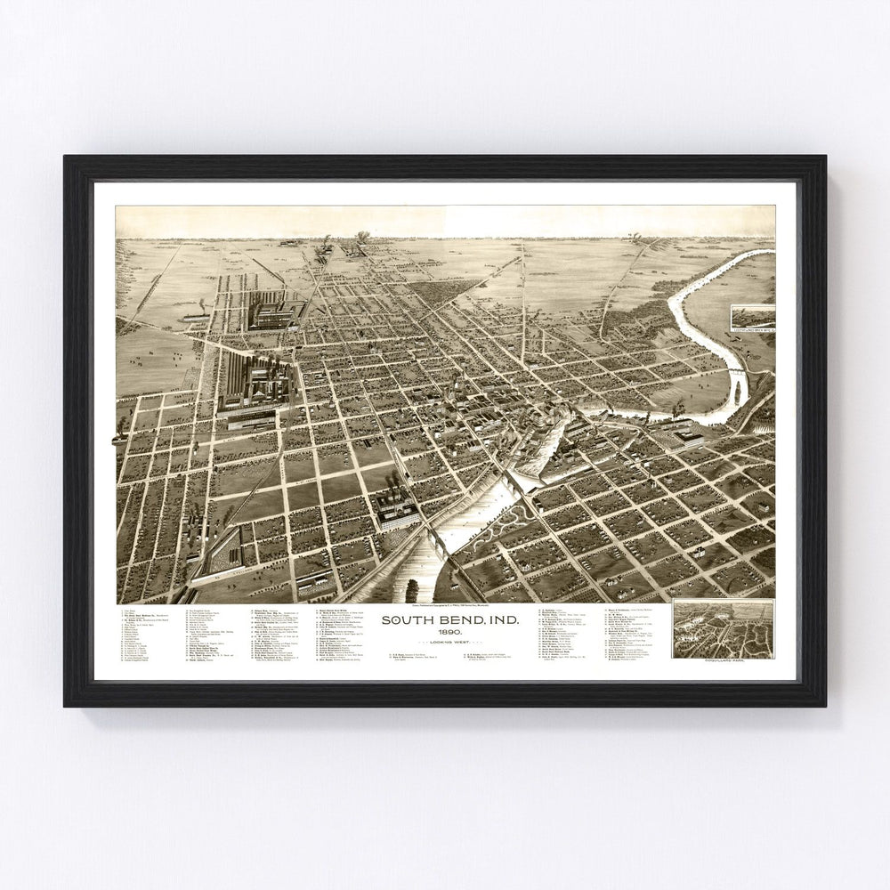 South Bend Vintage Map 1890