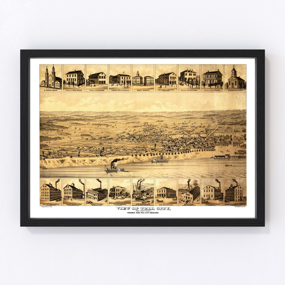 Tell City Vintage Map 1870