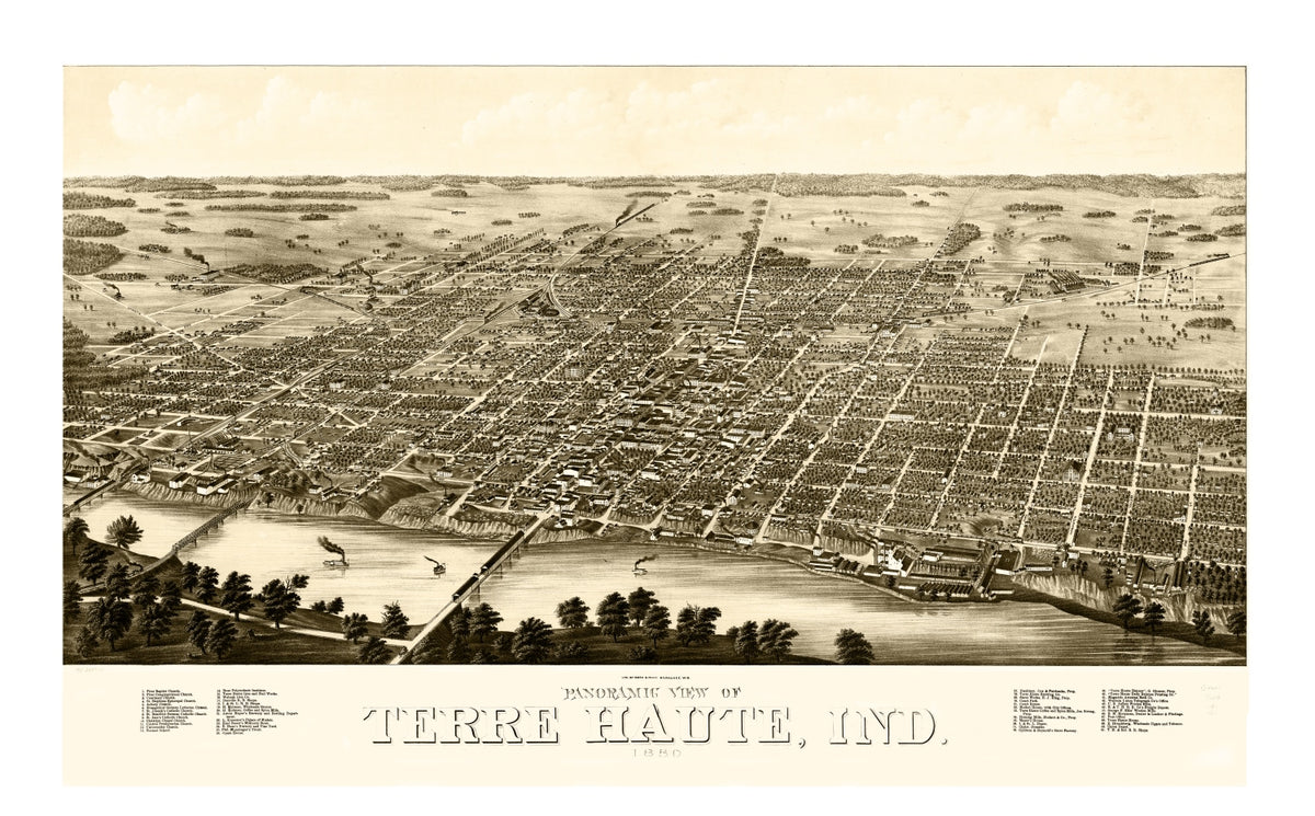 Preview of Vintage Map of Terre Haute, Indiana 1880