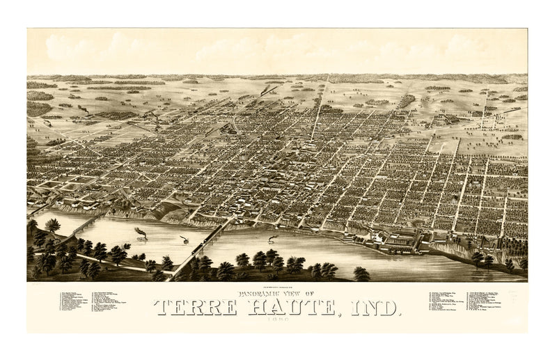 Size comparison using Vintage Map of Terre Haute, Indiana 1880