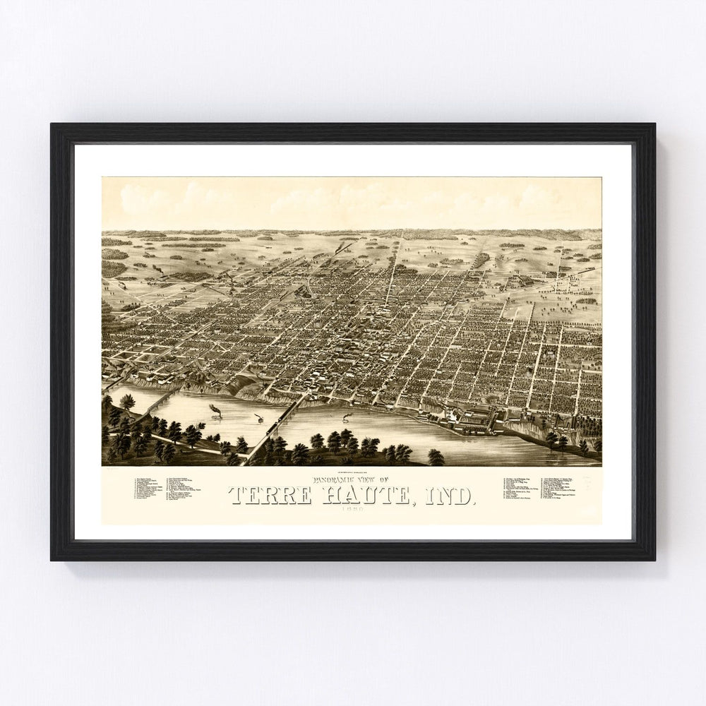 Terre Haute Vintage Map 1880