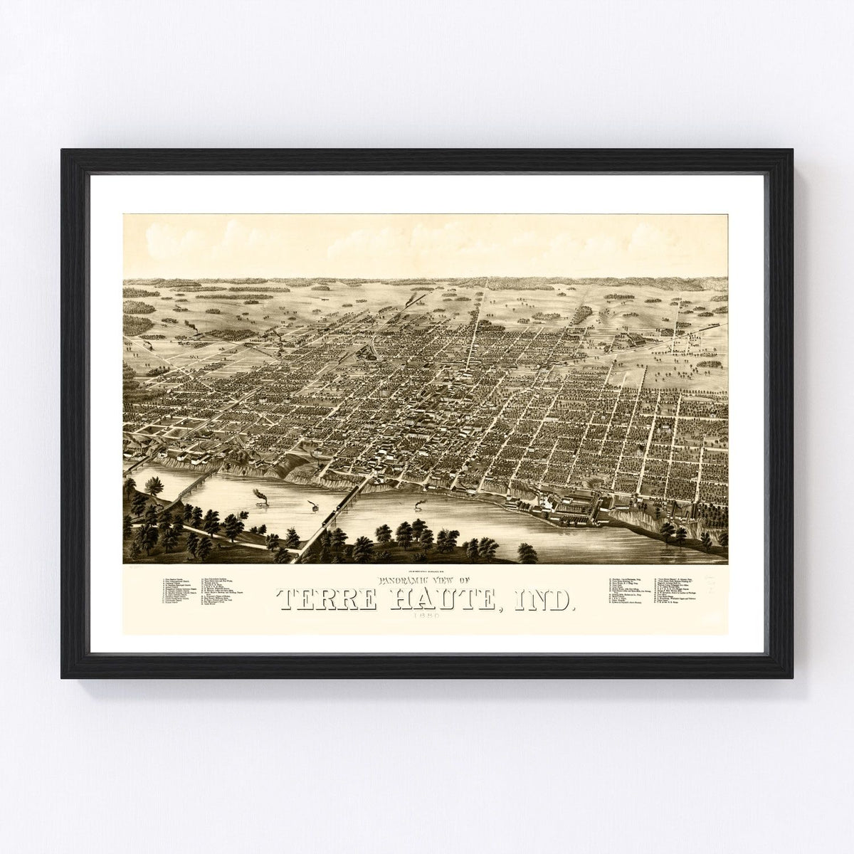 Terre Haute Vintage Map 1880