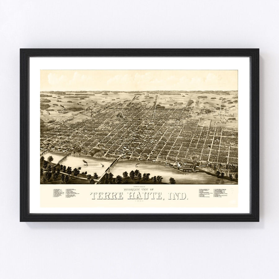 Terre Haute Vintage Map 1880