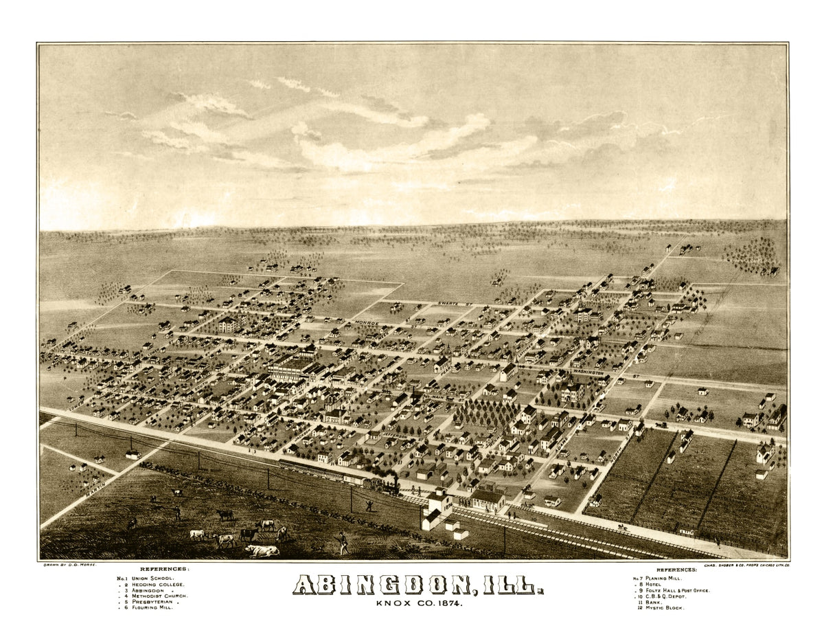 Preview of Vintage Map of Abingdon, Illinois 1874
