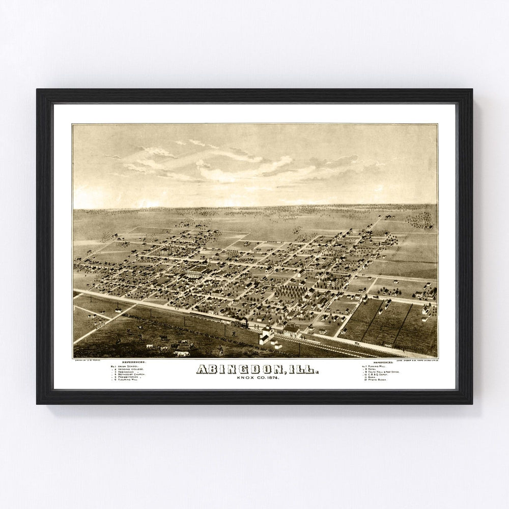 Abingdon Vintage Map 1874
