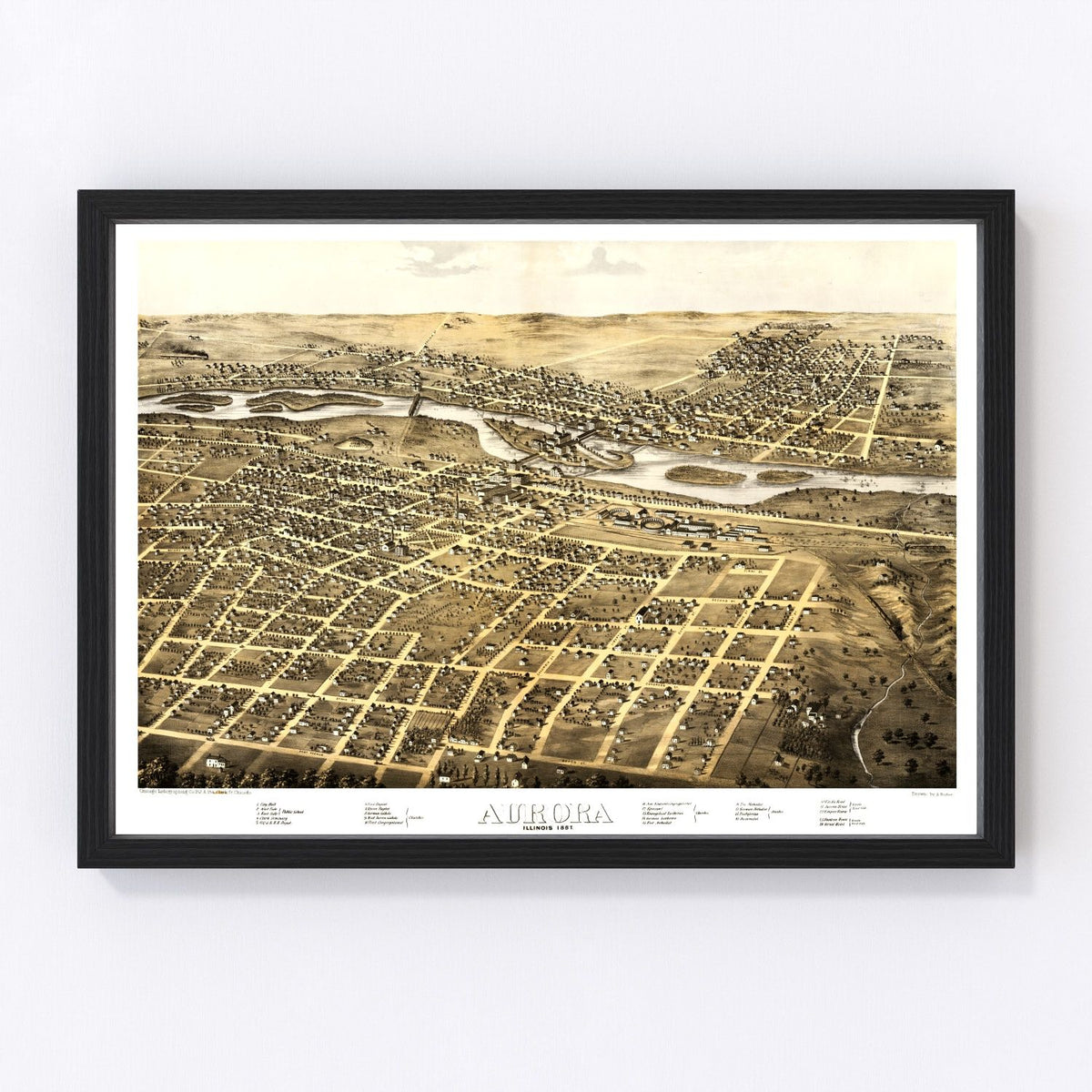 Aurora Vintage Map 1867