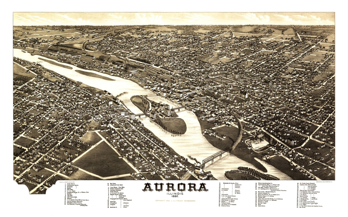 Preview of Vintage Map of Aurora, Illinois 1882