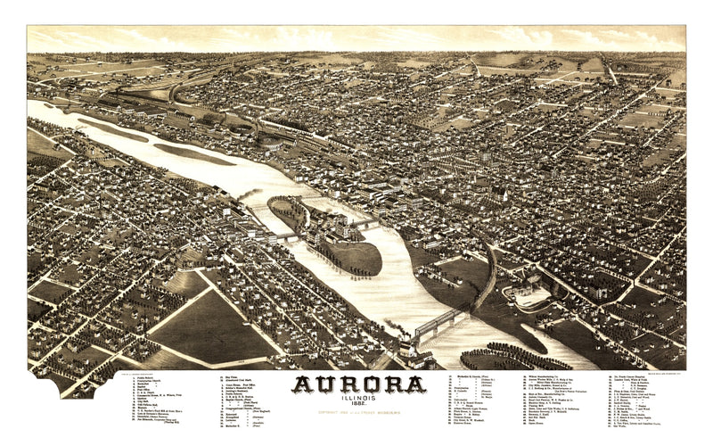 Size comparison using Vintage Map of Aurora, Illinois 1882