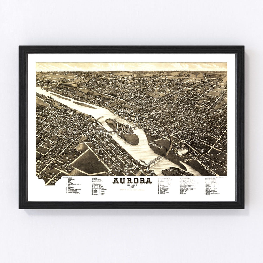Aurora Vintage Map 1882