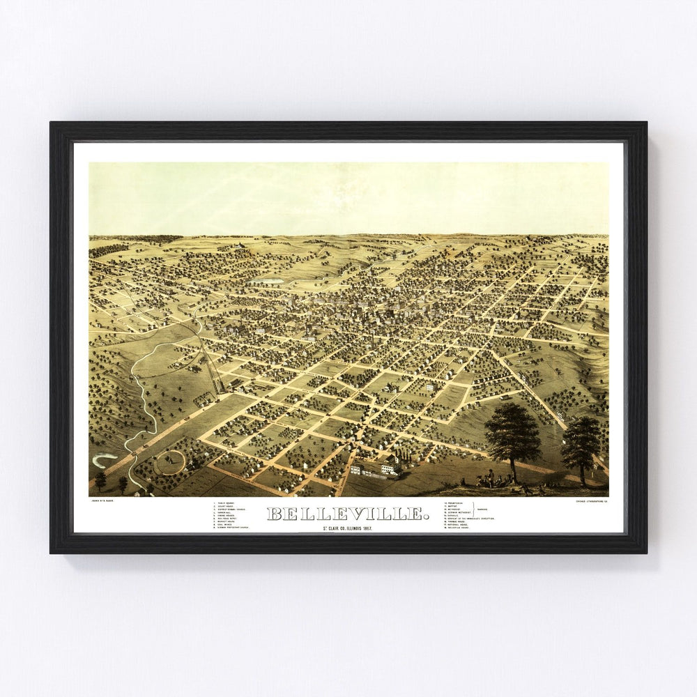 Belleville Vintage Map 1867