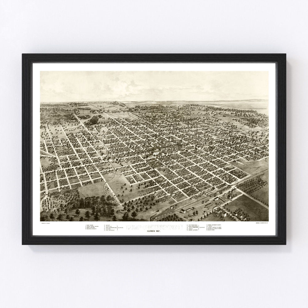 Bloomington Vintage Map 1867