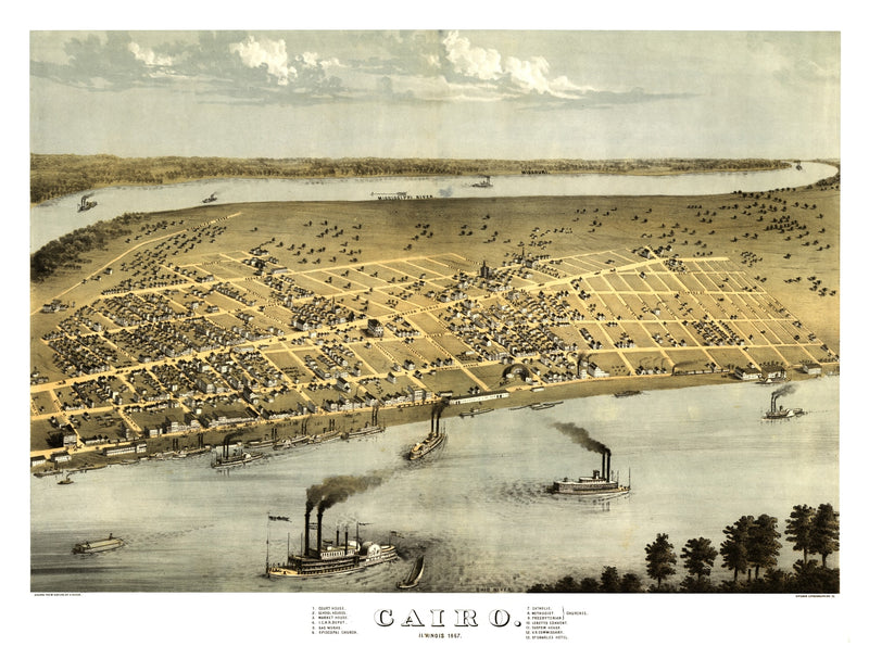 Size comparison using Vintage Map of Cairo, Illinois 1867