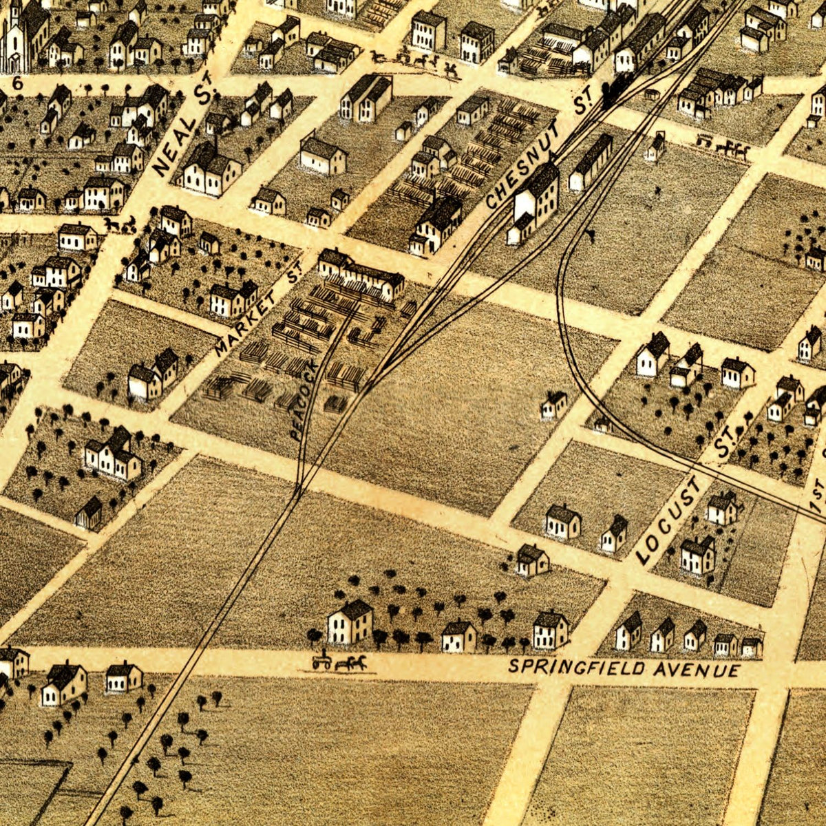 Restored historic details from the 1869 city map of Champaign, Illinois