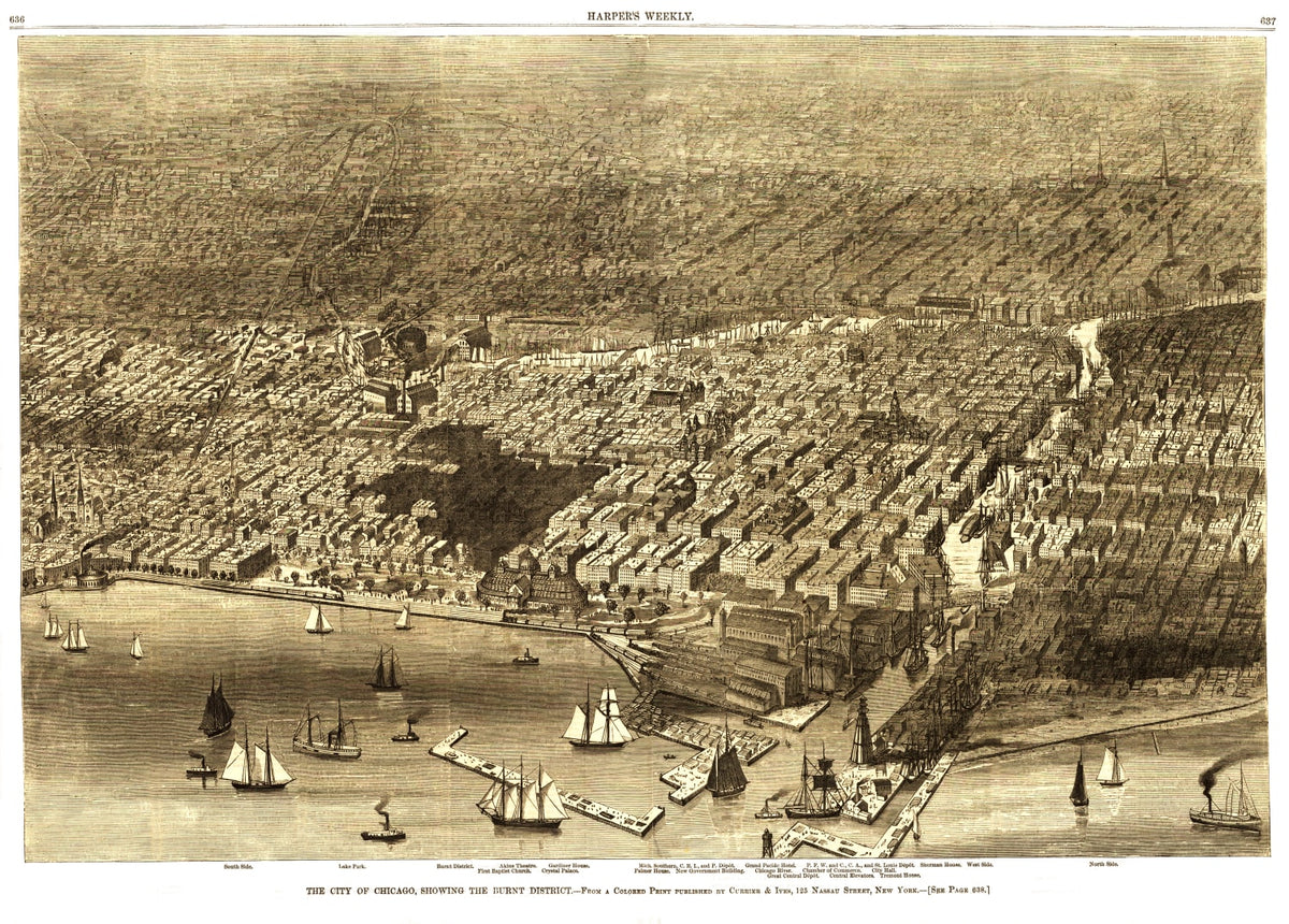 Preview of Vintage Map of Chicago, Illinois 1874