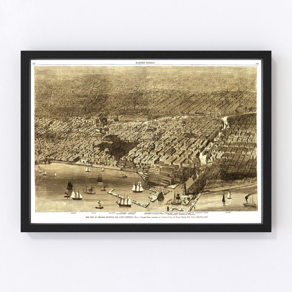 Chicago Vintage Map 1874