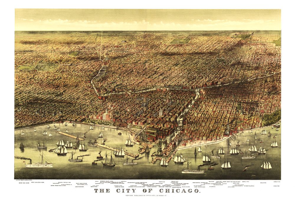 Vintage Map of Chicago, Illinois 1892 print style example