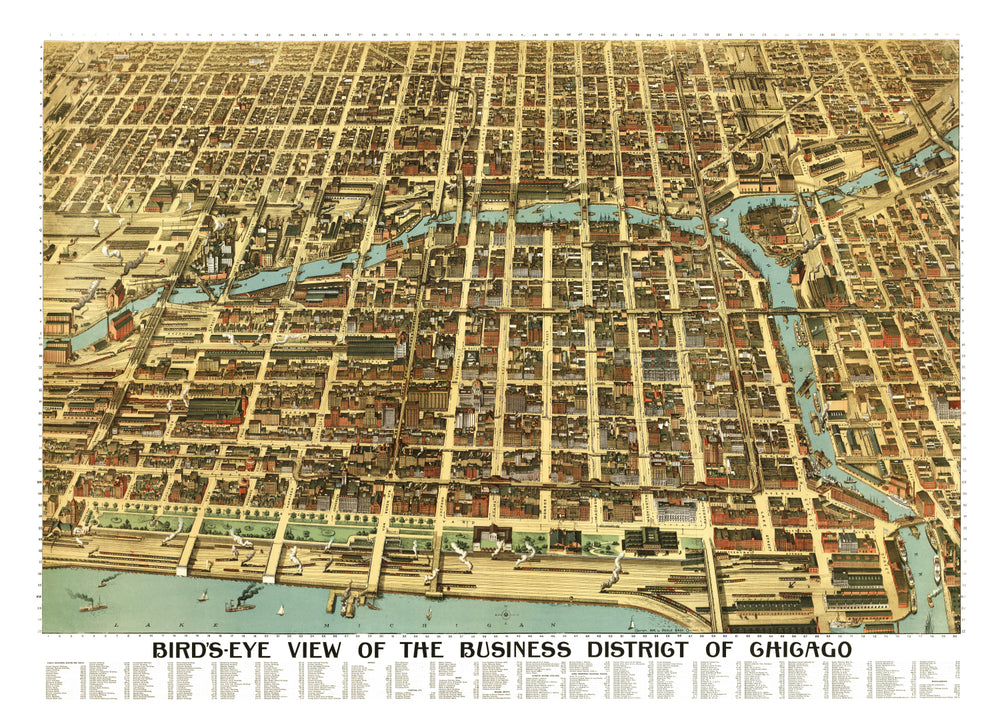 Vintage Map of Chicago, Illinois 1898 print style example