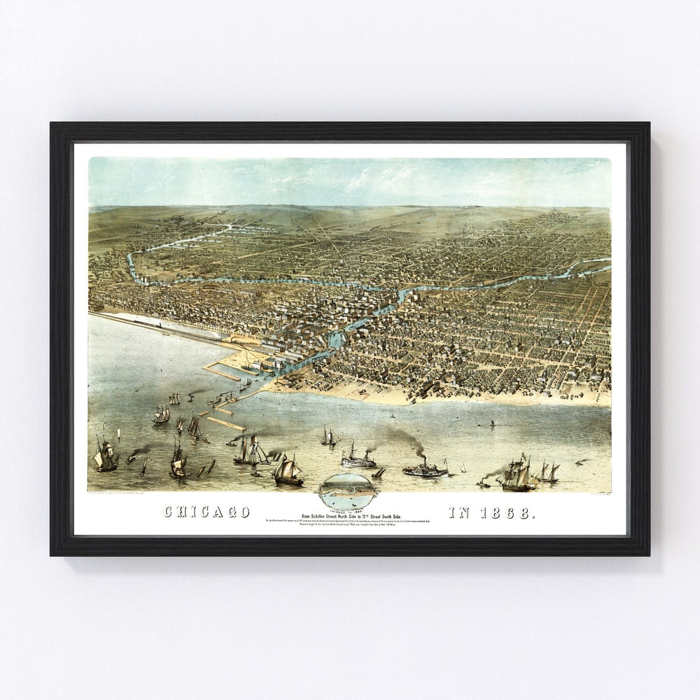 Chicago Vintage Map 1868
