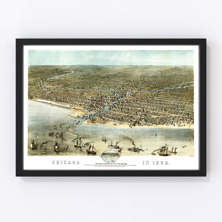 Chicago Vintage Map 1868